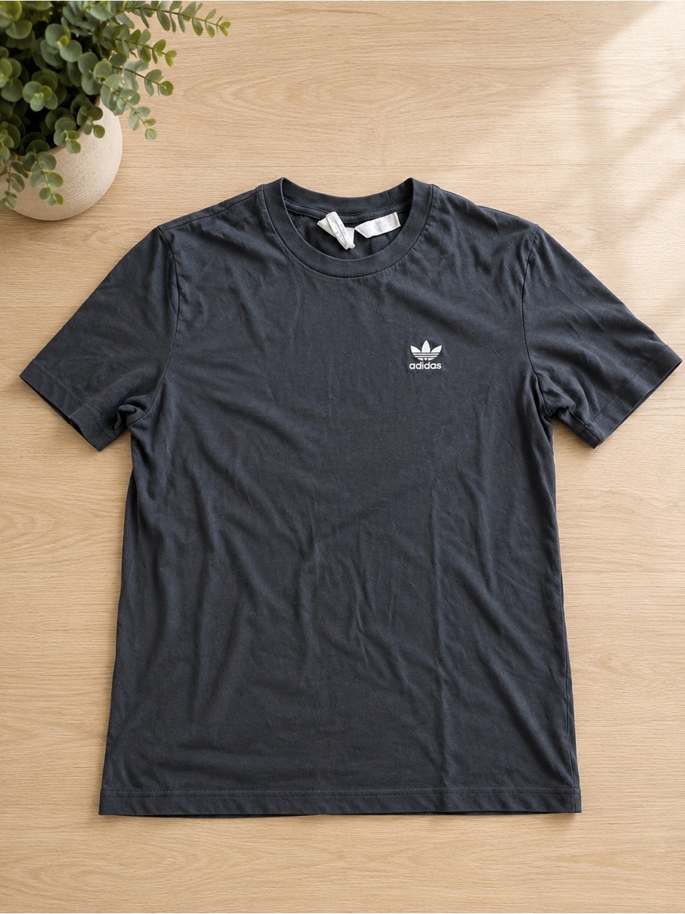 adidas Black Short Sleeve Trefoil Logo Tee